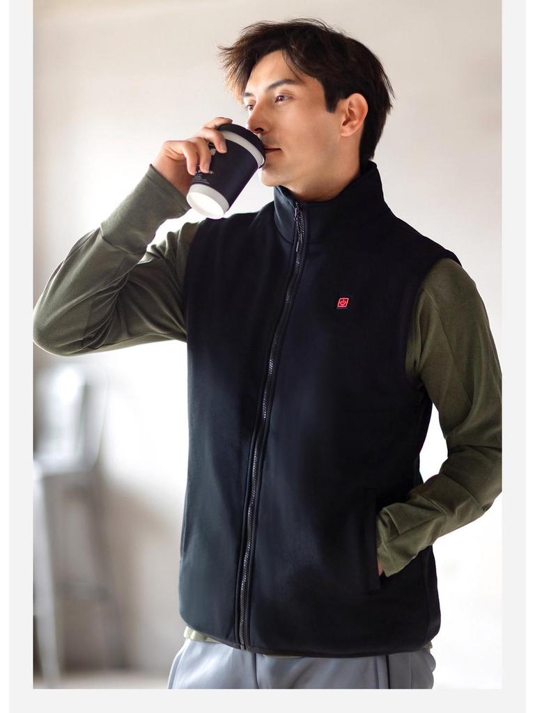 Men's SKAH Shikahe Smart Heated Fleece Vest - Winter Warmth with Temperature Control & Stand Collar