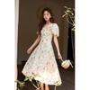 MiXiu French Sweet Floral V-neck Dress
