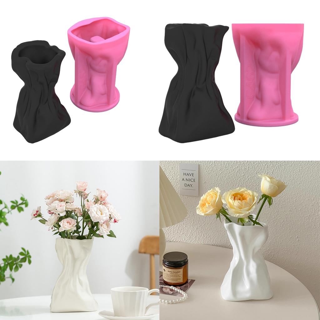 Jar Resin Molds Pleated Pocket Shaped Silicone Vase Moulds Elegant Storage Bottle Mold Container Mould for DIY Flowerpot