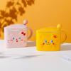 Creative Mug Cartoon Cheese Cup Ceramic Cup Cute with Lid Spoon Gift Coffee Couple Water Cup