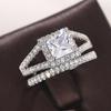 Huitan Princess Shaped Women s/Set Ring for Wedding Party Layered Accessories Inlaid Shiny CZ CopperColor Promise Jewelry