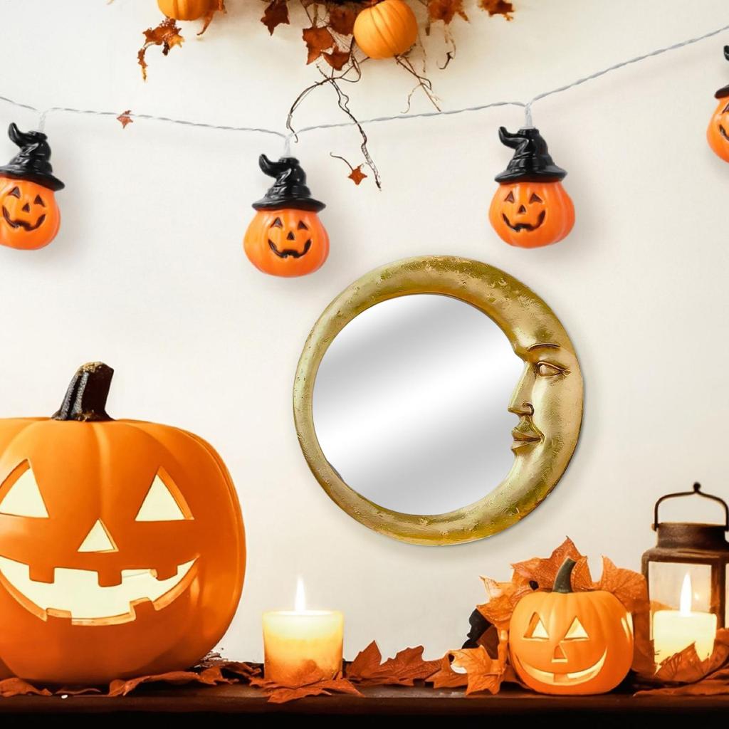 Bathroom Mirror For Wall Vintage 90s Wall-Mounted Bathroom Witch Moon Mirror Lightweight Home Accessory For Dormitory Apartment