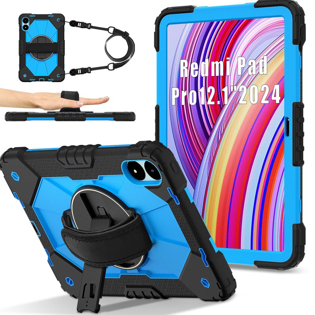 For Xiaomi Redmi Pad Pro 5G/Pad Pro/Poco Pad 4G Case Kickstand Silicone+PC Tablet Cover with Shoulder Strap