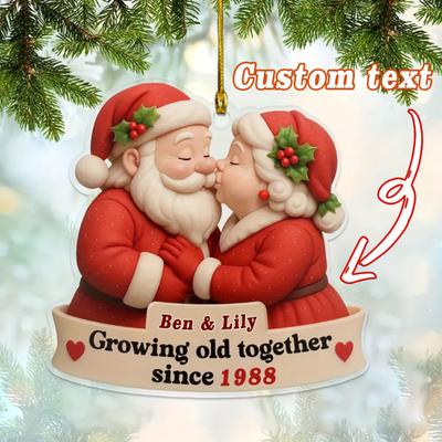 Pendentif à Suspendre pour Arbre de Noël Vieillir Ensemble Depuis 2025 Ornement de Noël Personnalisé en Acrylique Décoration Couple Père Noël