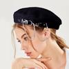Beret with Metal Chain Painter Hat Cabbie Hat Grandpa Hat for Autumn Winter