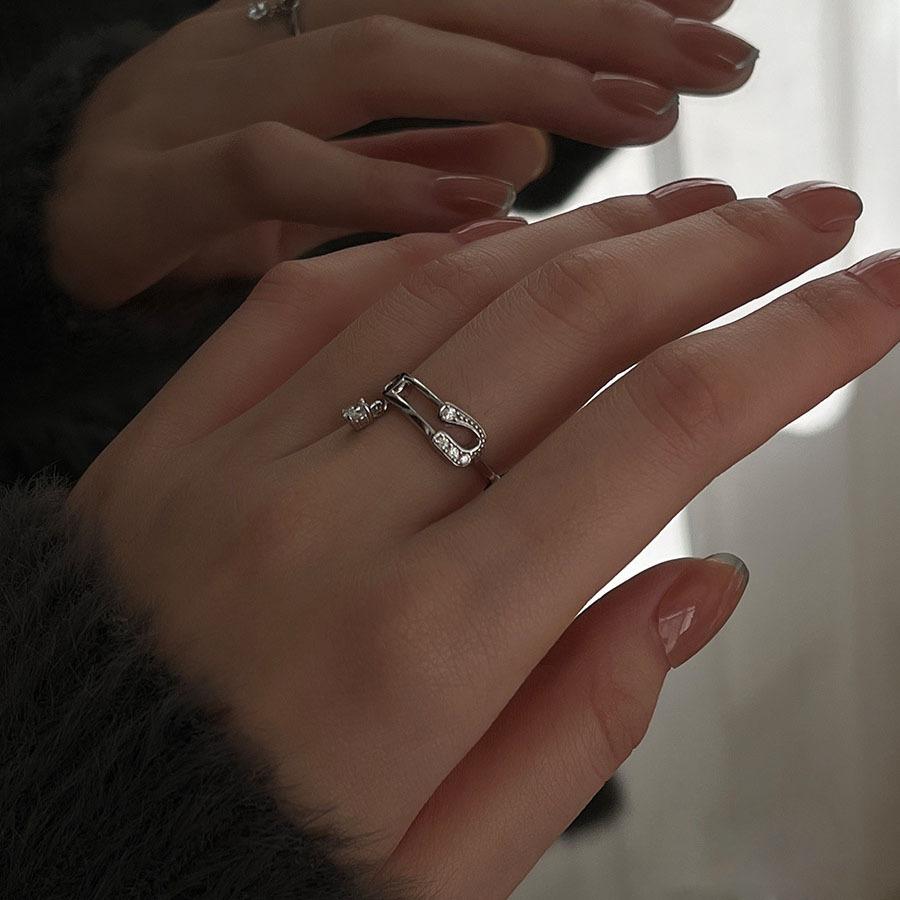 Japanese and Korean Fashionable and Personalized Index Finger Ring, Niche and Versatile, Sweet Pin Rings for Women