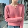 Lekasha Women's Slim Fit 100% Cashmere Round Neck Sweater - Solid Color, Long Sleeve.