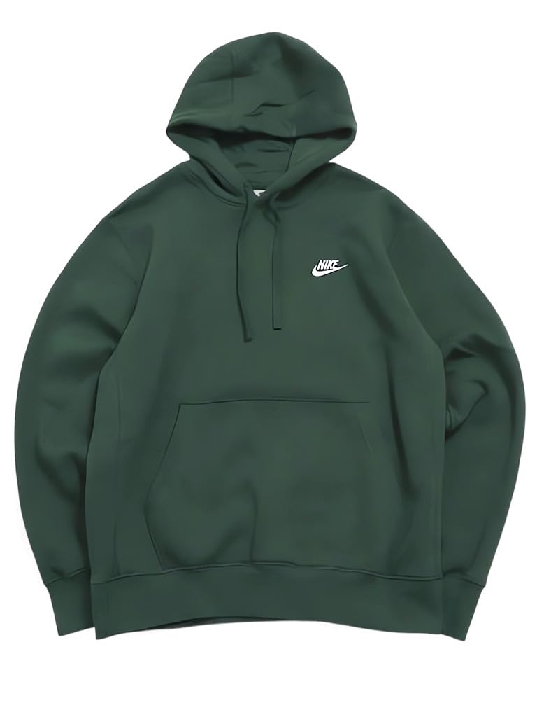 

Nike Club Fleece Pullover Size Dark Fleece Sportswear for the Strength and Fitness Hoodie, BV2655-323, Men s Small, Fur/Fur (White, Green), Lining,