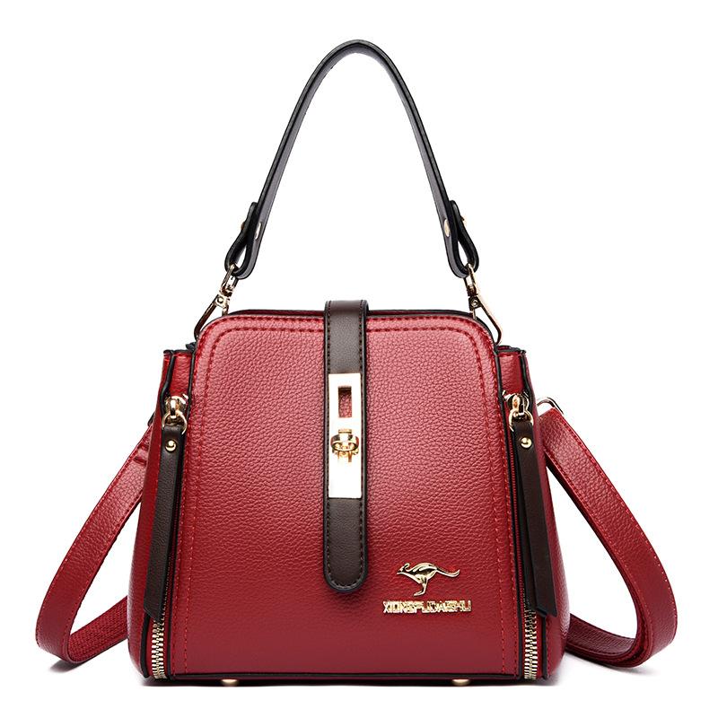 Fashionable Women's Handbag Retro Color Block Lock Small Bucket Crossbody Small Square Bag Casual Women's Shoulder Bag Commuting