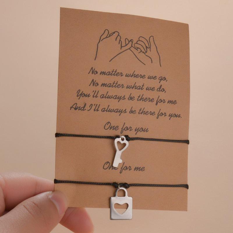 2pcs/set Minimalist Sun Moon Charm Couple Bracelet Friendship Jewelry Gift Handmade Adjustable Braided Rope Bracelets Wholesale