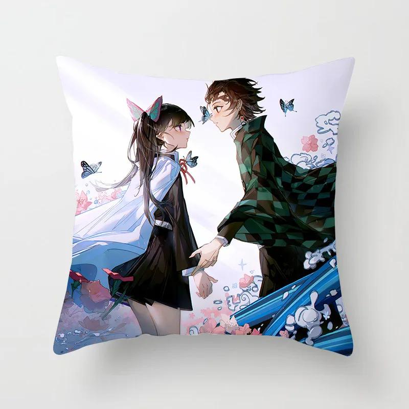 45 * 45Cm Anime Demon Slayer Kimetsu No Yaiba Printed Pillowcase Kids Bedroom Living Room Home Decor Pillow Cases Pillowcase