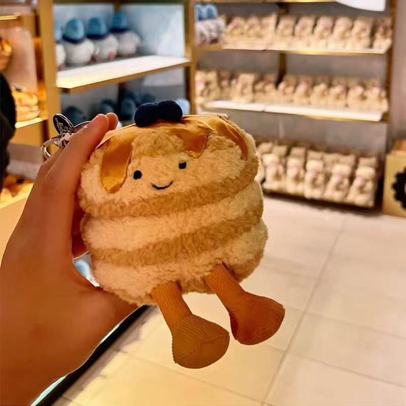 Cute Coffee Cake Plush Pendant Soft Stuffed Food Toy Fluffy Keychain Gift for Kids Birthday Christmas Bag Home Decor
