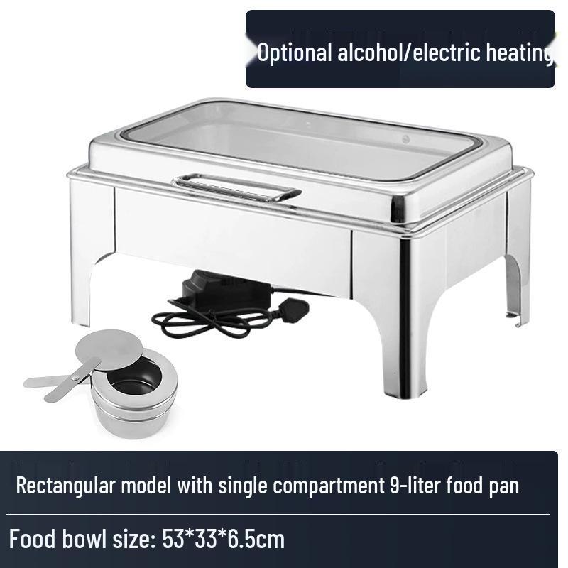 Stainless Steel Electric Buffet Warmer with Visible Hydraulic Heating for Hotel Restaurants