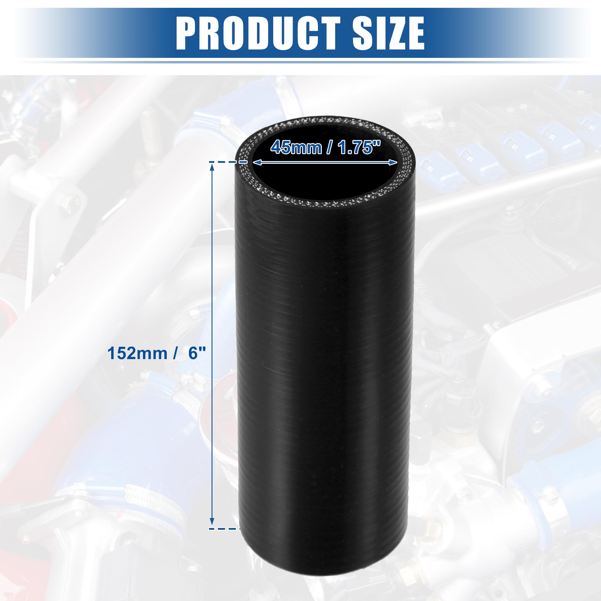 UXCELL 25mm 57mm 83mm 95mm 114mm ID 152mm Length 4-Ply Reinforced High Temp Straight Coupler Silicone Reducer Hose Black 45mm