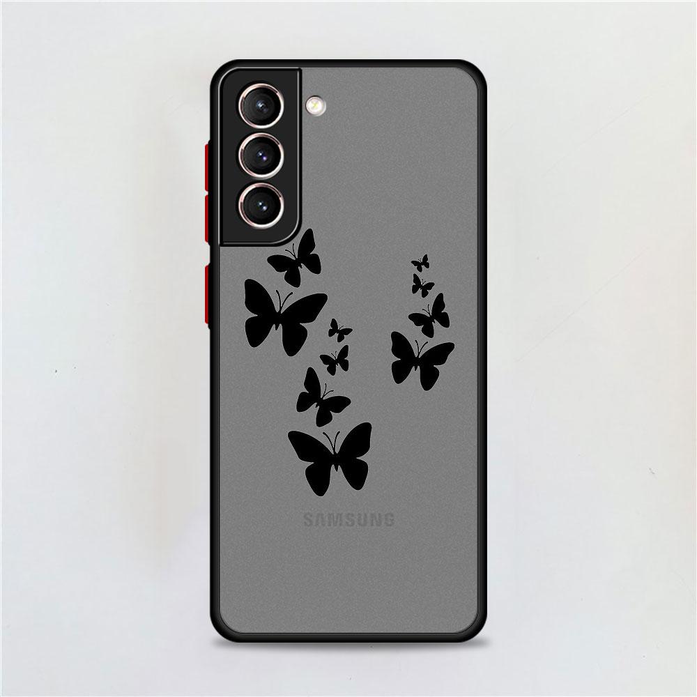 Flowers Heart Matte Case For Samsung Galaxy S22 S20 S21 FE S10 S9 Plus S8 Capa Note 20 Ultra 10 Lite Phone Fundas