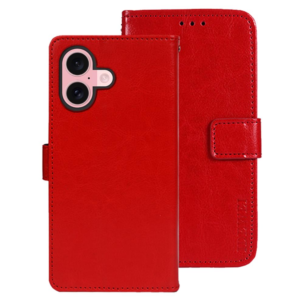 

IDEWEI For iPhone 17 Stand Case Crazy Horse Texture Leather Phone Cover Red