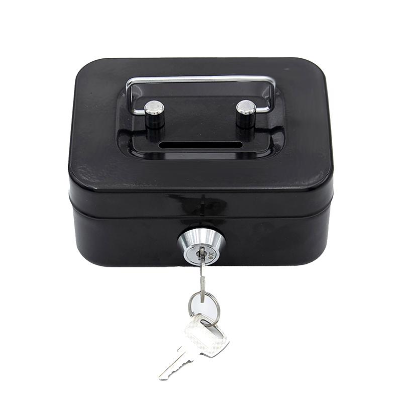 Practical Mini Petty Cash Money Box Stainless Steel Security Lock Lockable Safe Small Fit For House Decoration