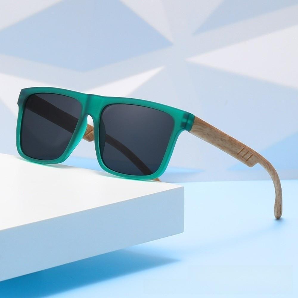 

Bamboo Wood Handle Vintage Sunglasses UV400 Protection Fishing Sunglasses Beach Green Grey
