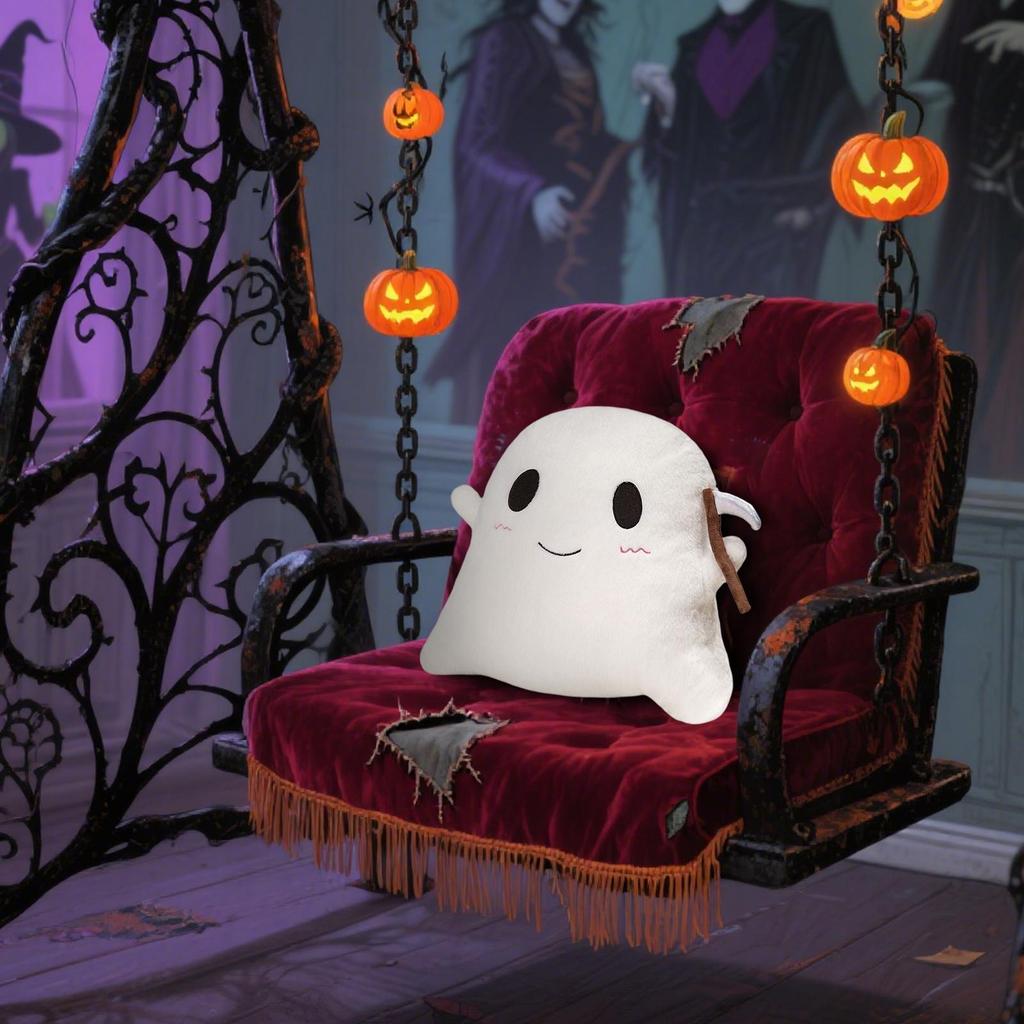 Halloween Ghost Pillow Modern Cute Ghost Stuffed Animal Cushion Decor Bedding for Sofa Chair Couch Balcony Porch Kitchen Living