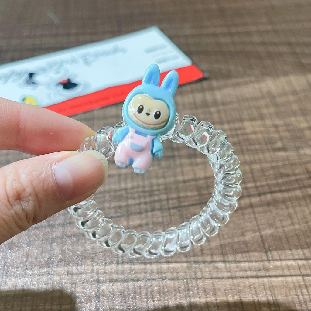 6 szt. Kreskówkowe gumki do włosów Labubu, urocze anime Labubu, damskie elastyczne gumki do włosów, akcesoria do włosów, kucyk, kawaii, dla dziewczynek, prezenty świąteczne