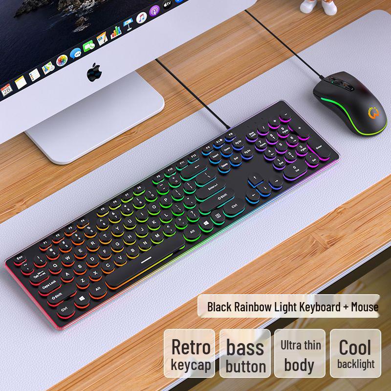 Silent Wired Chocolate Punk Keyboard - USB for Home, Office, Gaming, and Typing