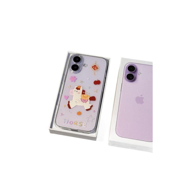 Yuanbao Flower Horse Transparent Phone Case for Apple Pro Max (17, 16, 15, 14, 13, 12, 11)