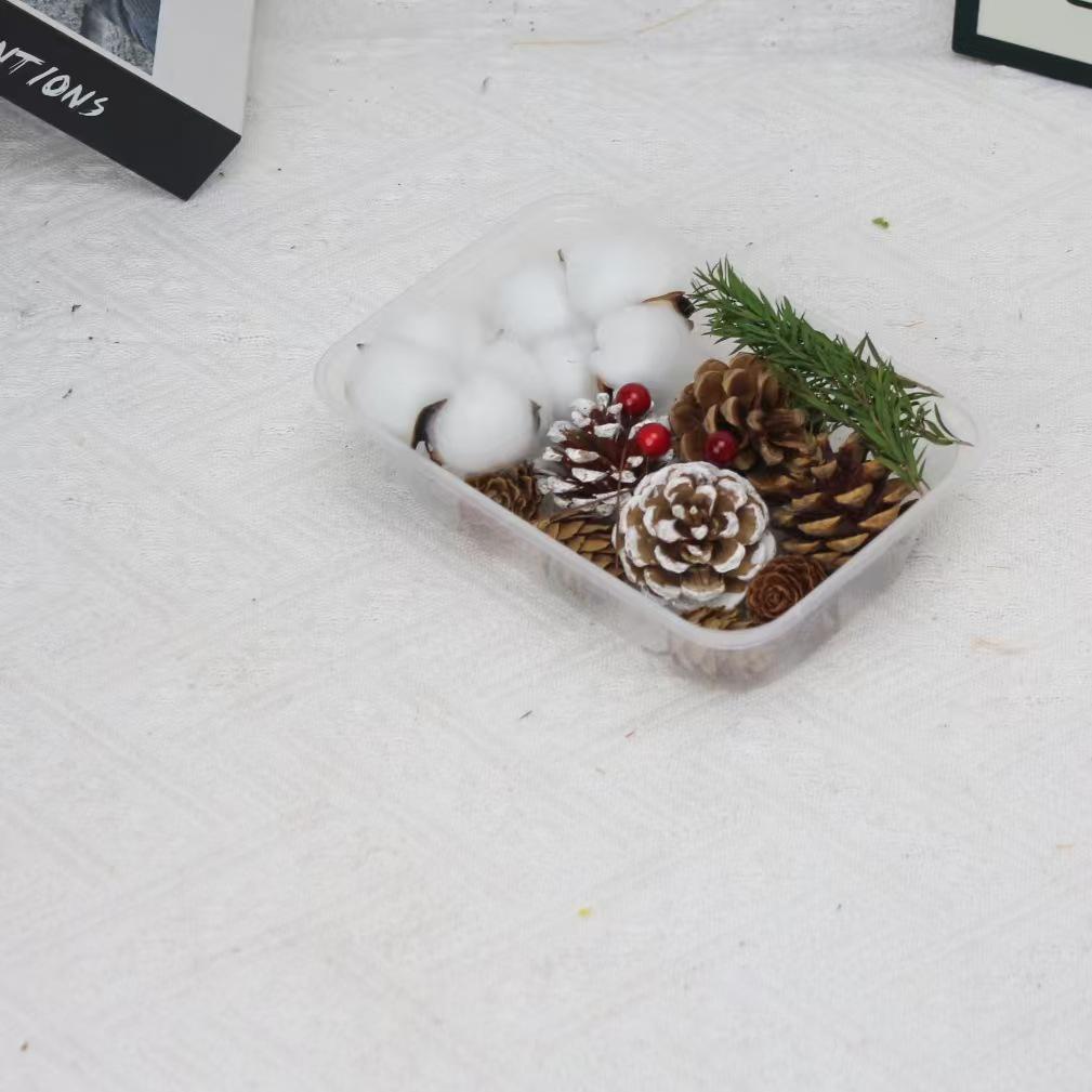 Christmas Pine Cones & Dried Flowers Pack - Eucalyptus, Pine Wood, Cotton, Handmade Photography Props