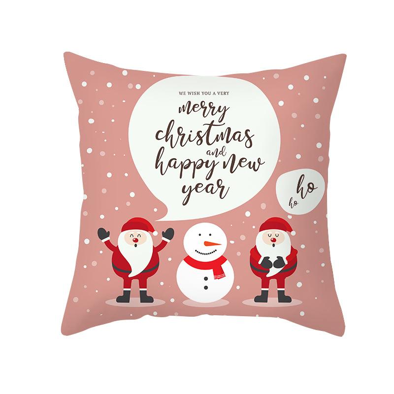 Christmas Pillow Case Wish Cartoon Print Peach Skin Christmas Pillow Home Sofa Cushion