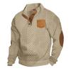 Mens Block Striped Corduroy Sweatshirt Outdoor Long Sleeve Stand Collar Jacket Sweaters Button Quarter Sweater Top