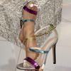 Fashion Color Star Style Narrow Band Buckle Strap Lady Gladiator Sandals Sexy Stiletto High Heel Summer Party Prom Shoes for Women
