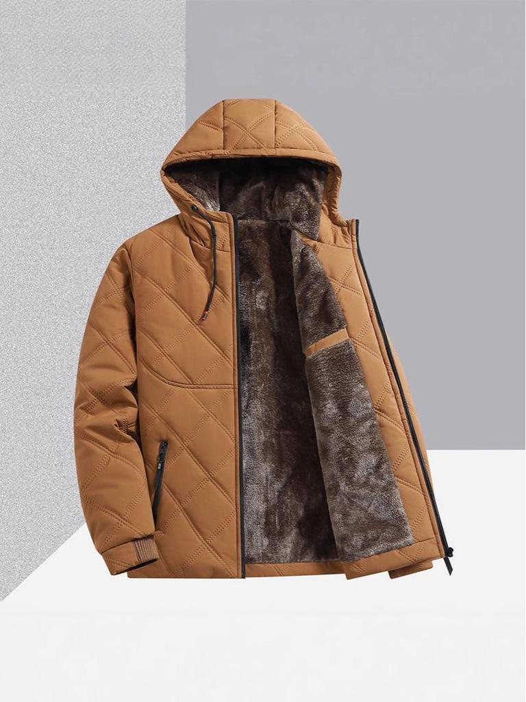 2025 Men's Winter Jacket: Fleece Lined, Thickened Cotton, New Warm Style, Casual Hooded Stand Collar.