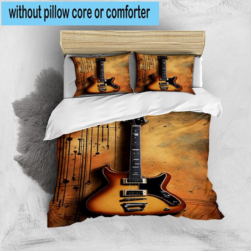 Guitar Notes Harmony 3pcs Bedding,Including 1pc Duvet Cover And 2pcs Pillowcases Perfect for Christmas,Ideal for Bedroom, Dormitory