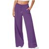 Women's Casual Wide Leg High Waist Pants Including Elastic Drawstring And Side Pockets For Lounging And Daily Activity