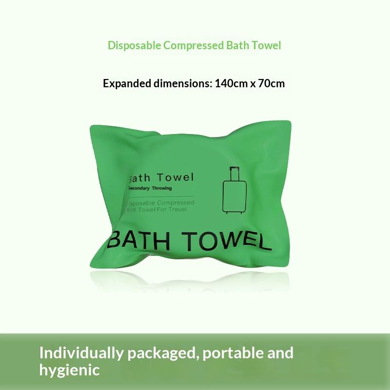 70X140Cm Thickened Compressed Disposable Bath Towel Large Quick-Drying Travel Essential Must-Have зелёный