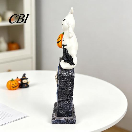 Miniature Resin Tombstones Halloween Tombstone Figurine, Ghost Pumpkin Crow on Creative Gifts Statue for Desktop Haunted House Holiday Party