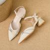 Y9978-32025 Spring New Temperament Pointed High Heels Women's Shoes Casual Versatile Thick Heel Sandals
