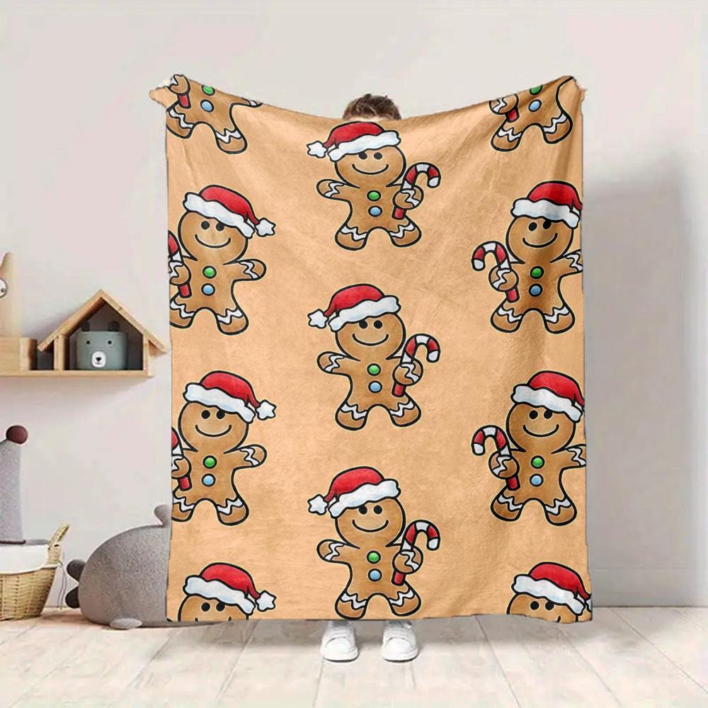 1pc Gingerbread Man Blanket Warm, Cozy, And Soft, Suitable for Sofas, Beds, Cars, And Office Use.Perfect for Camping And Travel, Making It a Great Gif