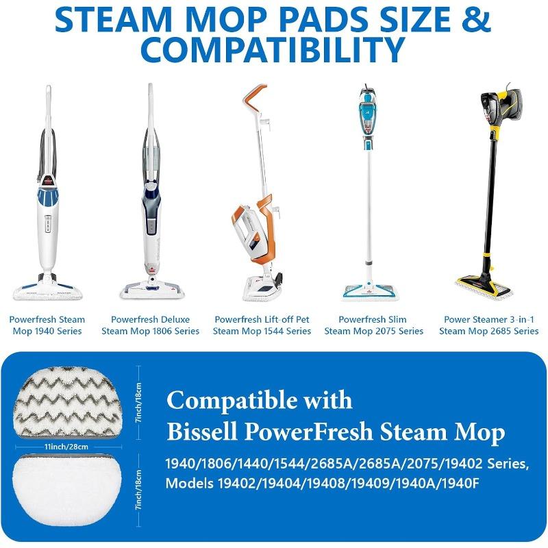 1940 1806 for Bissell Steam Mop Pads Replacement Compatible with Bissell Powerfresh Steam Mop 1544 1440 2075A 2685A Series, Models 19402 19404