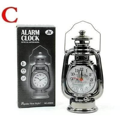 2026 New Vintage Oil Lamp Alarm Clock Retro Kerosene Light Table Clock Living Room Office Decor Craft Ornament Home Supplies
