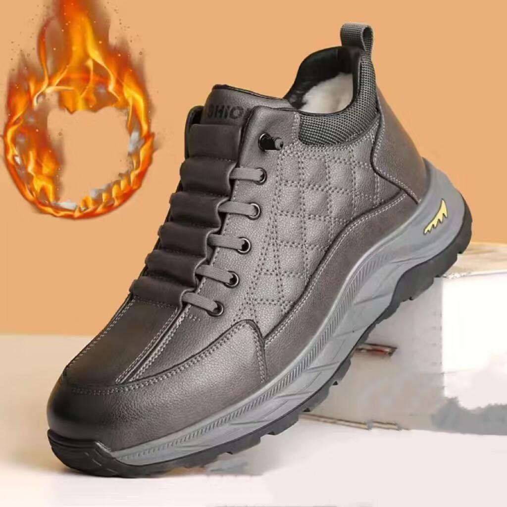 

Теплые хлопковые туфли Зимняя повседневная обувь Флисовые утепленные сноубутсы Толстая подошва Удобные для занятий спортом на открытом воздухе Мужские Толстые 44 серый