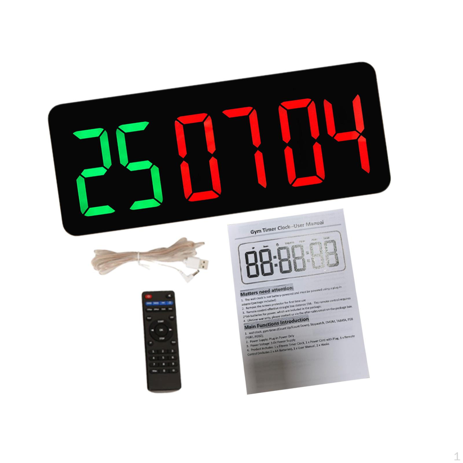 Gym Timer Clock LED Digital Display Interval for Cooking Study Workout