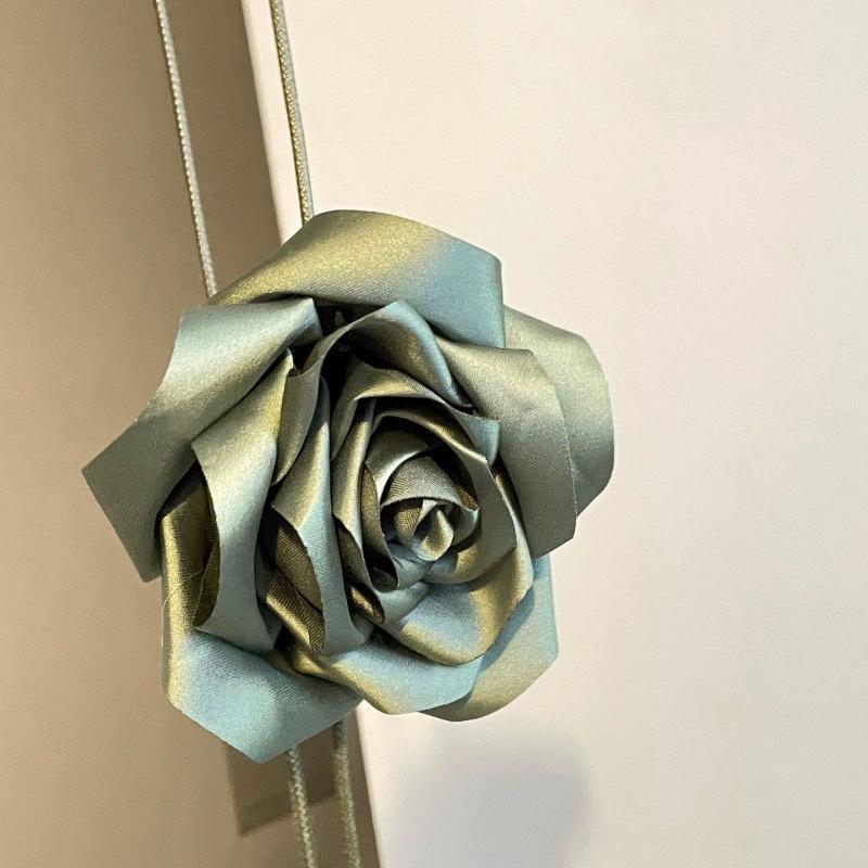 Vintage Rose Satin Flower Necklace & Hairband Choker - Versatile Women's Waist Accessory