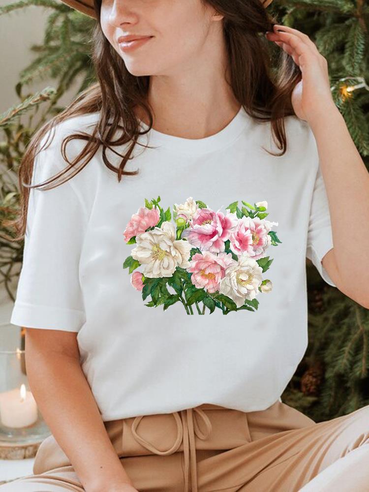 Pflanzenstil Trend Niedlich 90er Jahre T-Shirt Oberteil T-Shirt Kurzarm Sommerkleidung Druck Rundhals Mode Damenbekleidung Grafik-T-Shirt