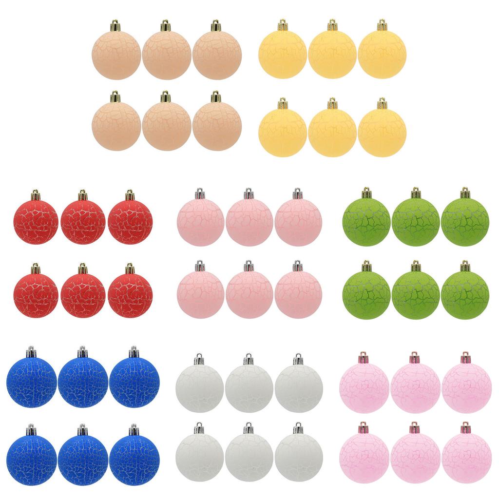 6X Christmas Balls Crack Pattern Ornaments for Tree Macaron Color Plastic Hanging Bauble for Holiday Wedding Party Decor