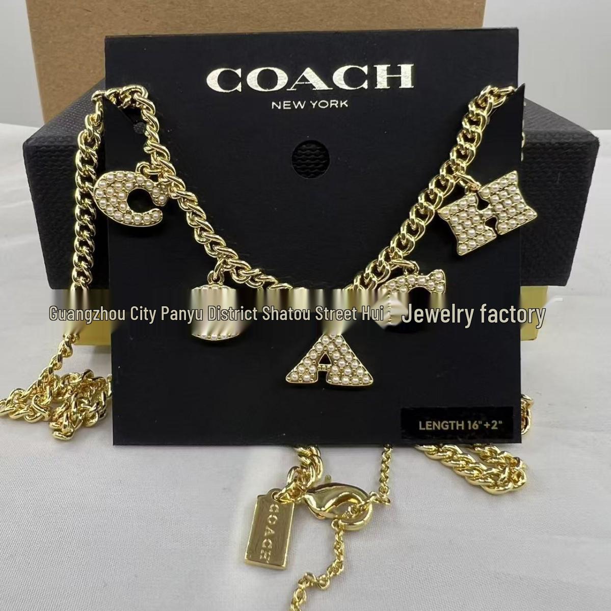 COA Жемчужный Алмазный Буквенный Подвеска Массивная Цепь Набор Ожерелий. Gift Box