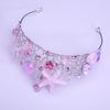DIEZI Princess  Korean Pink Blue Crystal Starfish Crown Women Girls Birthday Wedding Bride Queen Bridal Tiaras Hair Headbands