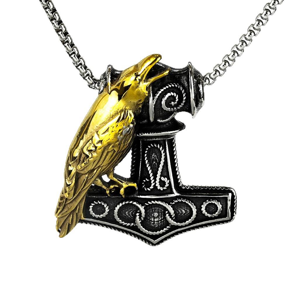 Best-seller Europeo: Ciondolo Ancora Corvo, Collana Vintage Nordica Vichinga Celtica in Acciaio Inossidabile