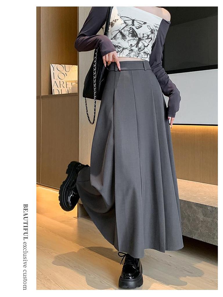 Damen High-Waist Plissee-Midi-Rock mit Gürtel - Elegant A-Linie für Frühling & Herbst