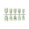 Cute Green Apple Cartoon Cat Eye Wearable Nails for Kids