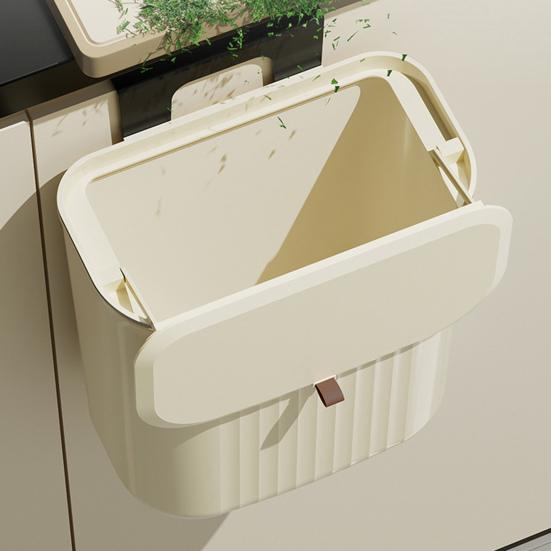 Strong Load-bearing Enlarge Caliber Hanging Trash Bin with Lid Punching Free Kitchen Large Capacity Wall Mounted Garbage Can Household Products